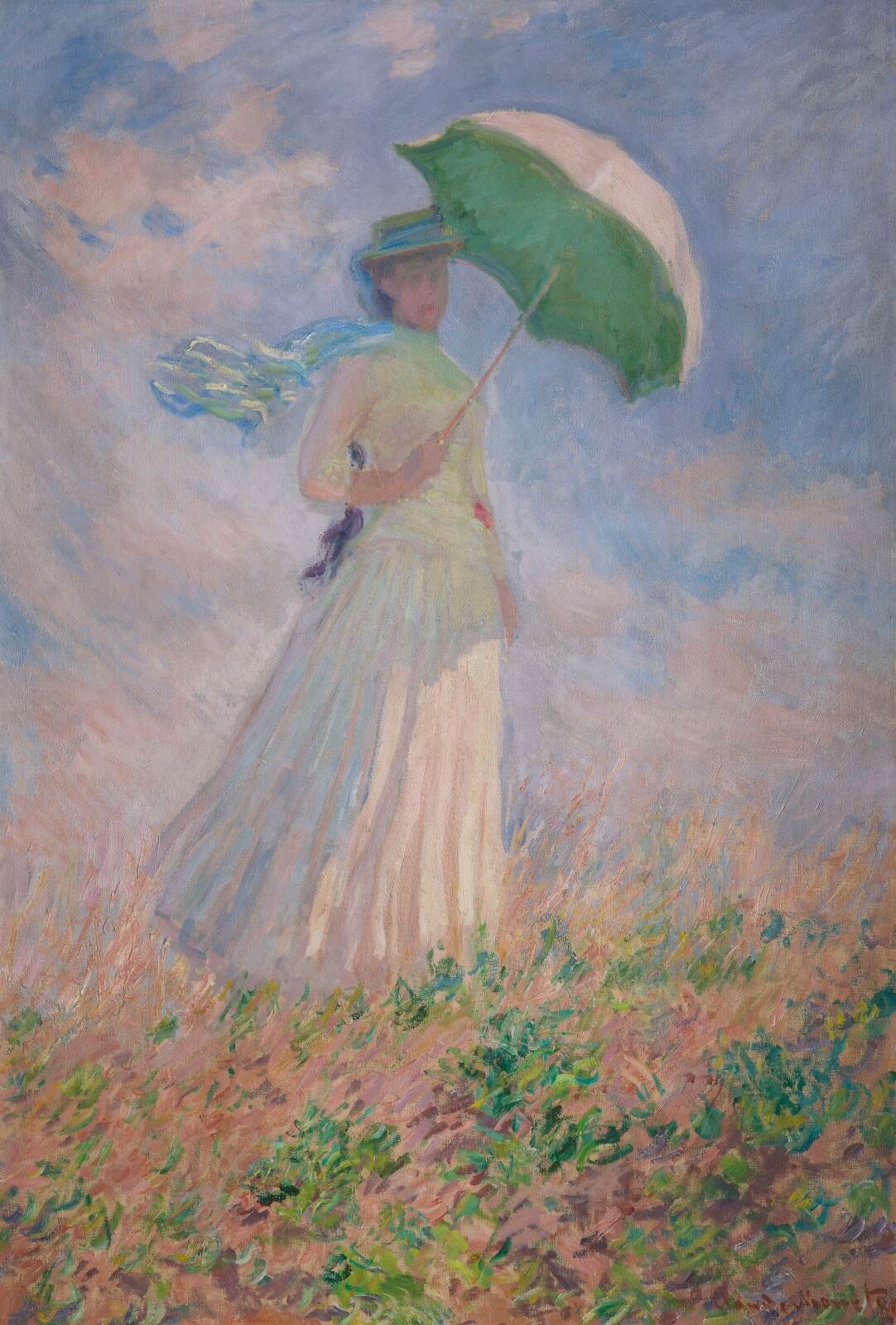 クロード・モネ 《戸外の人物習作—日傘を持つ右向きの女》 1886年 油彩・カンヴァス オルセー美術館蔵 Photo © GrandPalaisRmn (musée d’Orsay) / Stéphane Maréchalle/ distributed by AMF