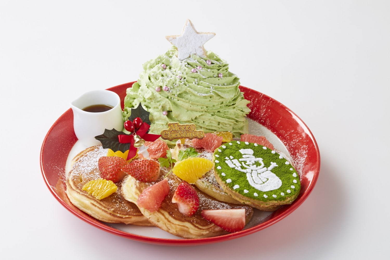 パンケーキ専門店 バター クリスマス限定パンケーキ ツリー型 抹茶クリーム 鮮やかフルーツを添えて ファッションプレス