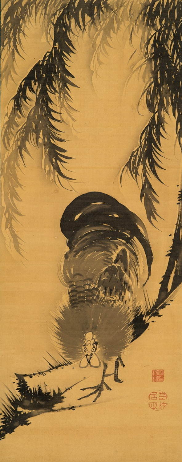 伊藤若冲 《柳に鶏図》