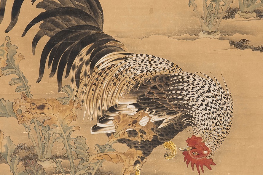 江戸時代｜展覧会「若冲誕生～葛藤の向こうがわ～」京都・福田美術館で、初公開《蕪に双鶏図 》など約80点