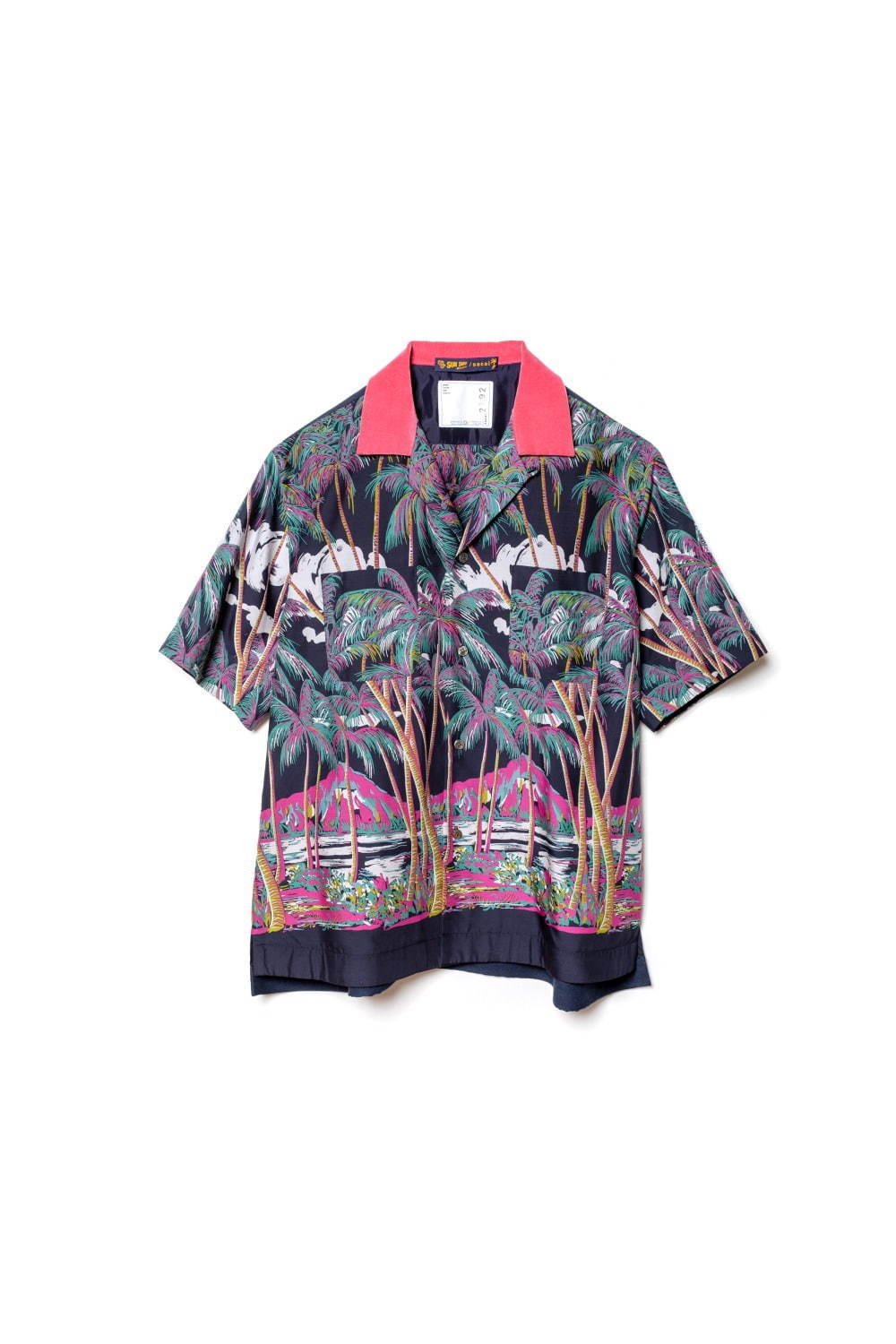 sacai × Sun Surf サカイ × サンサーフ 20SS アームジップパームツリーTシャツ ネイビー 3