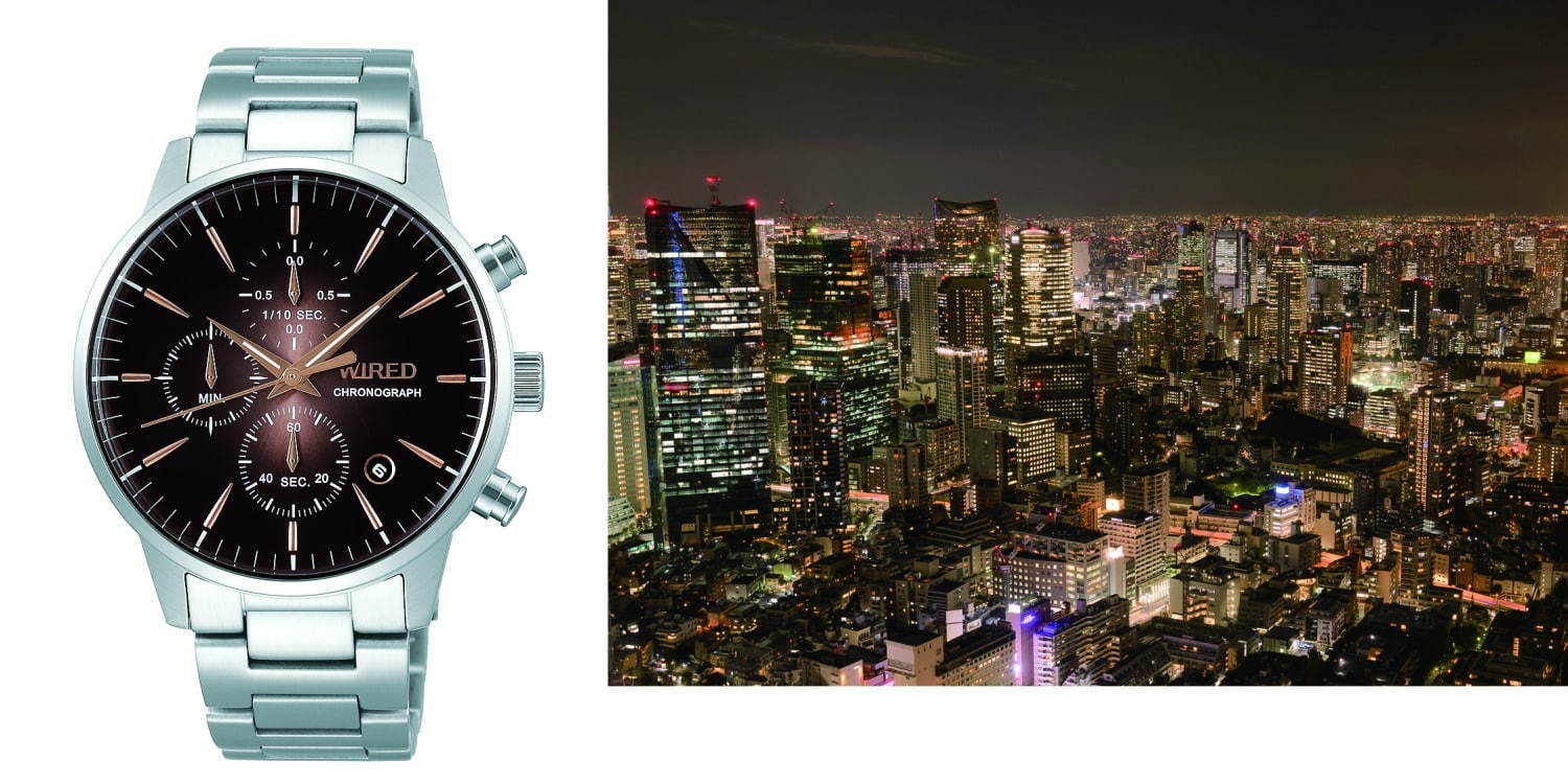 セイコー ワイアード“東京の夜景”イメージの腕時計、ネオン煌めくビル街＆夕焼け着想のグラデカラー｜写真3