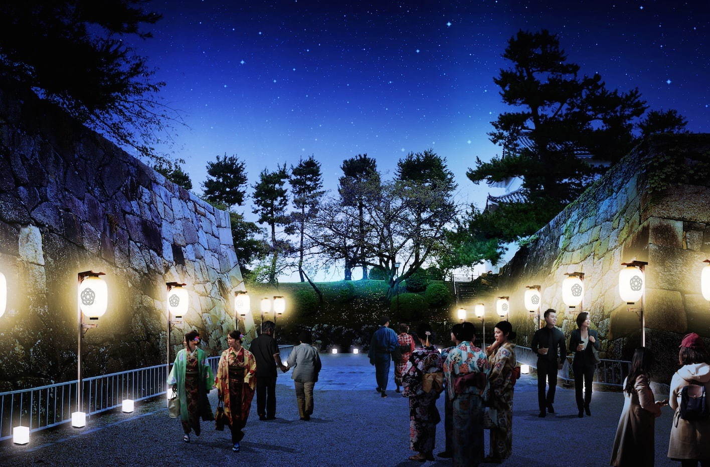 光の演出と美食のイベント「名古屋城夜会 by 1→10」巨大歴史絵巻のプロジェクションマッピング｜写真6