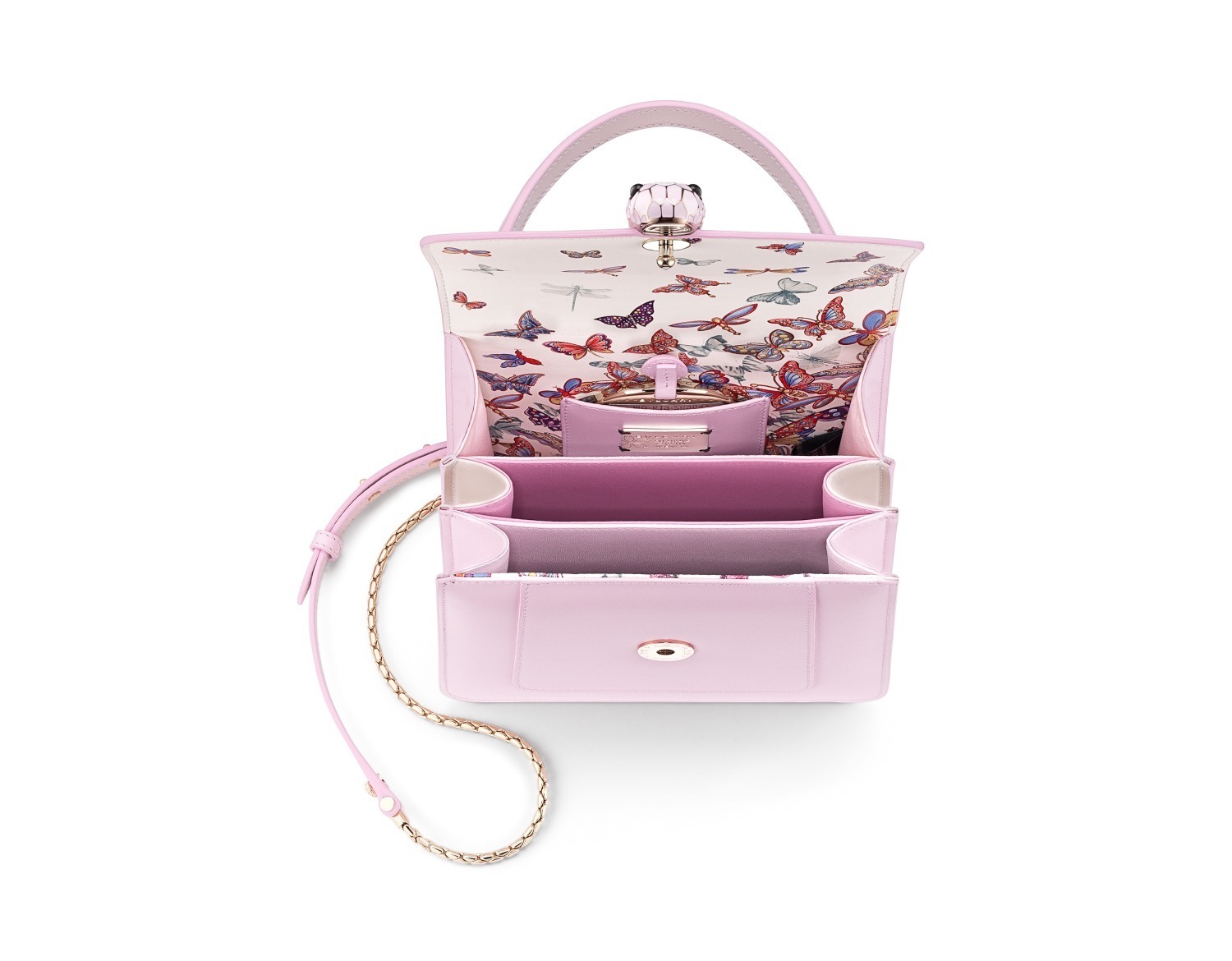 ブルガリの「セルペンティ」バッグに日本限定“桜カラー”、内側に蝶を 