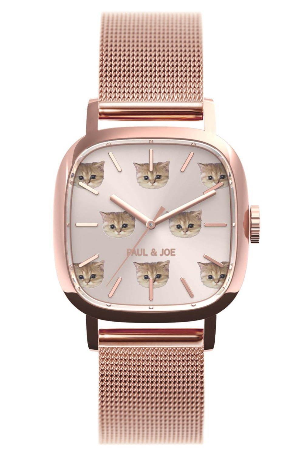 ポール ジョー 猫 モチーフの限定腕時計 スクエア ヌネット 猫の顔