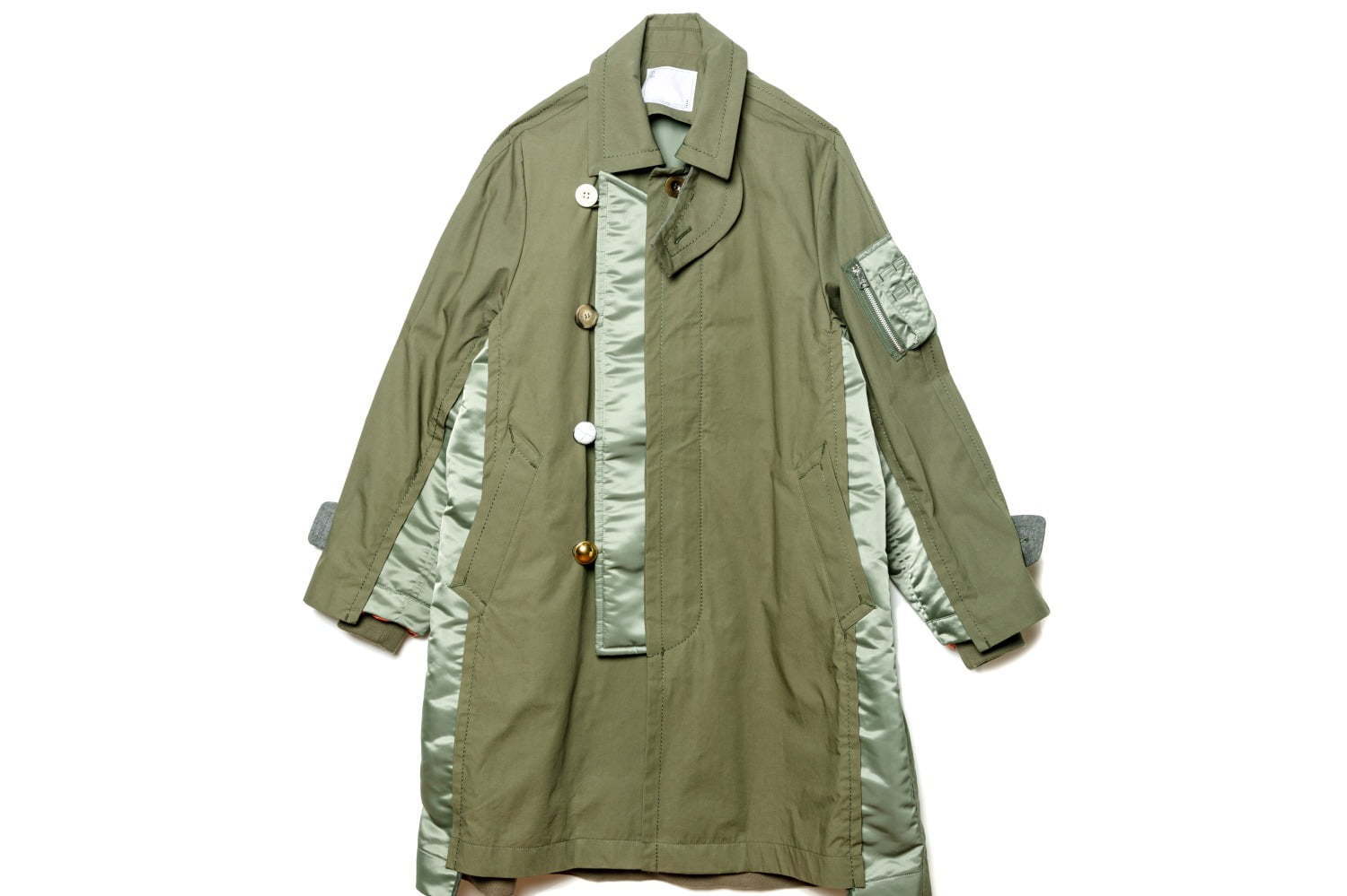 kolor カラー　ステンカラーコート　sacai ギャルソン　コモリ　サカイ Sacai バイカラー コート | ニュートラル | FARFETCH JP