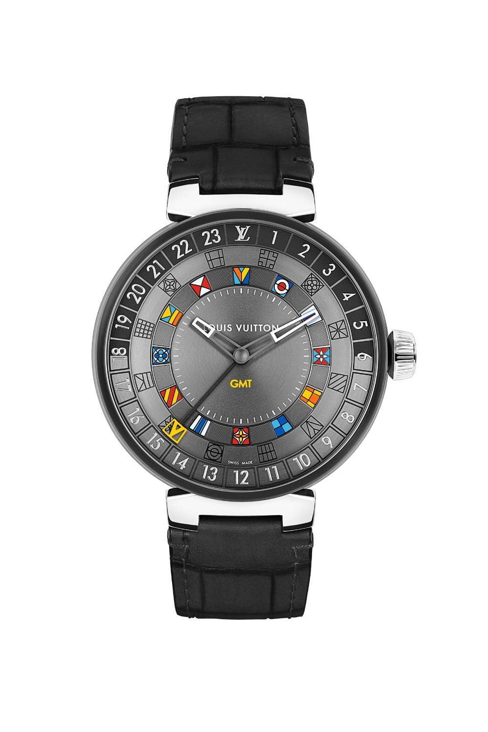 ルイ・ヴィトンの新作腕時計「タンブール ムーン デュアルタイム」モノグラム・フラワーを配した文字盤 - ファッションプレス