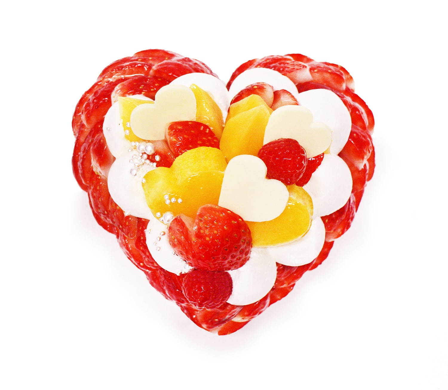 ＜カフェコムサ＞“「恋みのり」いちご×マンゴー”のハート型ケーキ