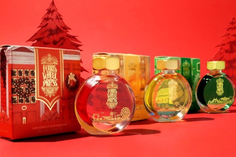 “香水のようなインク”に赤いベリー・シャンパン・針葉樹をイメージした冬限定色、銀座 蔦屋書店で販売