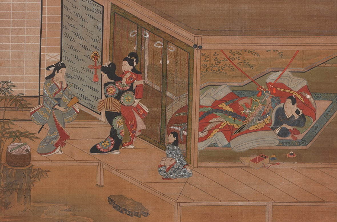菱川師直《美人焚香図》江戸時代 17世紀、村山コレクション