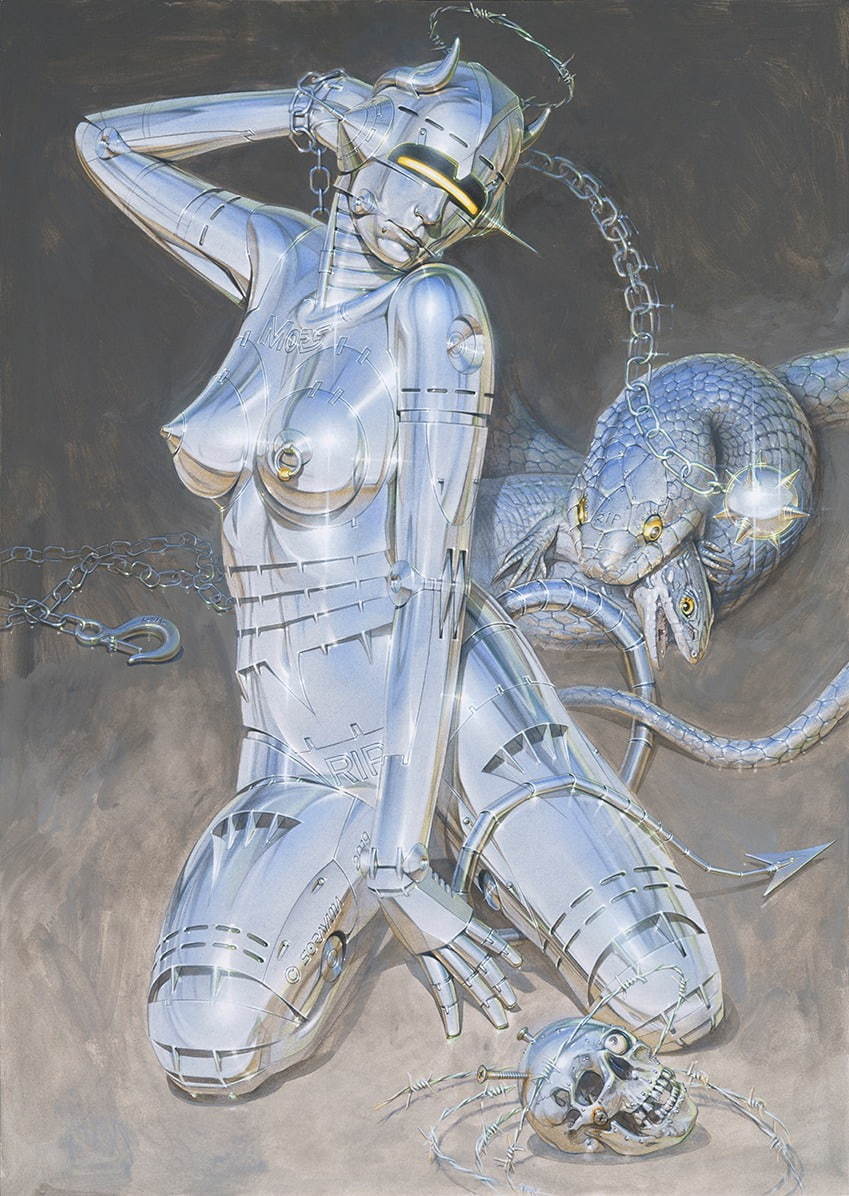 Hajime Sorayama 2019 Acrylic on illustration board H72.8 x W51.5 cm
©Hajime Sorayama
Photo by Shigeru Tanaka
Courtesy of NANZUKA