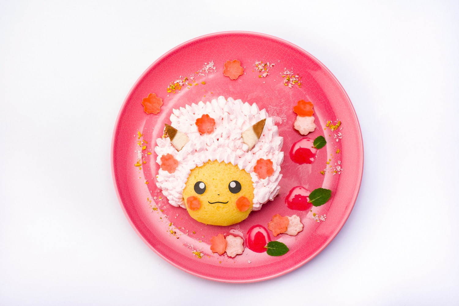 桜アフロのピカチュウ ふわふわフルーツサンドケーキ ラテ 東京 日本橋ポケモンカフェ限定で ファッションプレス