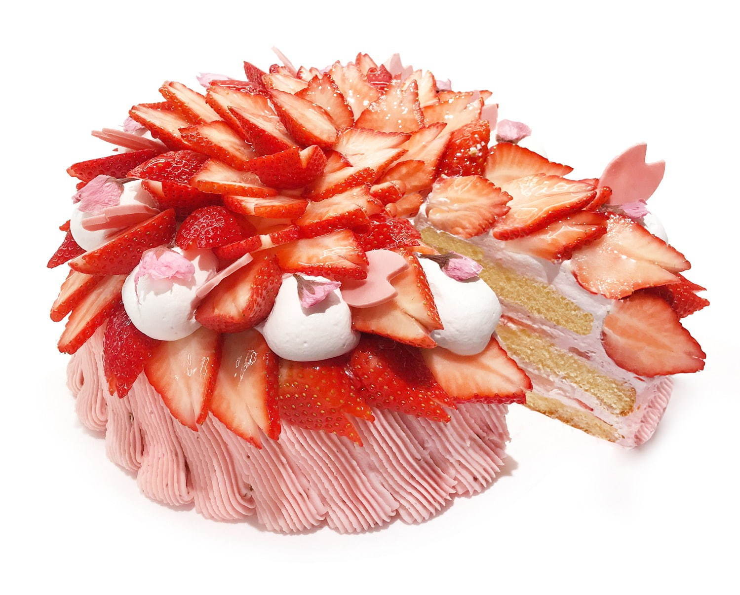 満開～いちごと桜のショートケーキ～ 1ピース 1,100円
※一部店舗は価格が異なる。