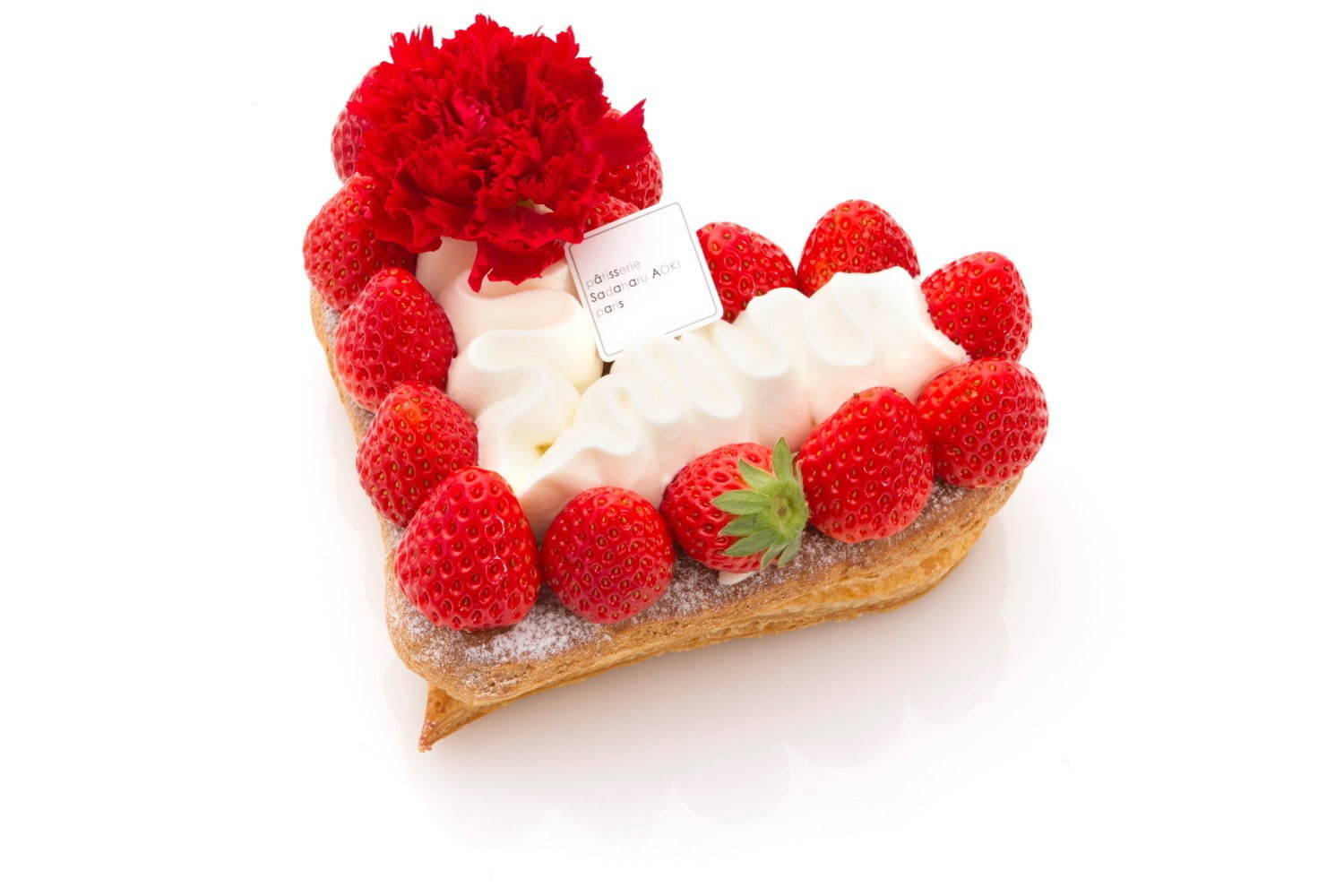サダハル・アオキ“ハート＆フラワー”型ケーキ、真っ赤な苺にサクサクパイやピスタチオクリーム｜写真1