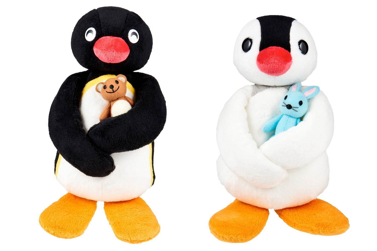 Pingu 40th ぬいぐるみ ピングーとくま 4,000円＋税、Pingu 40th ぬいぐるみ ピンガとうさぎ 3,600円＋税