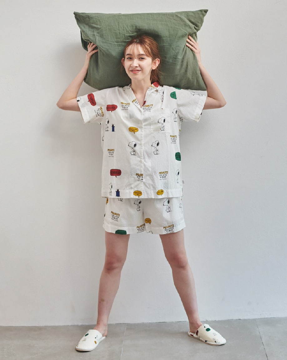 ジェラート ピケ×ピーナッツ、ポップなスヌーピー柄シャツパジャマやロゴ入りルームウェア - ファッションプレス