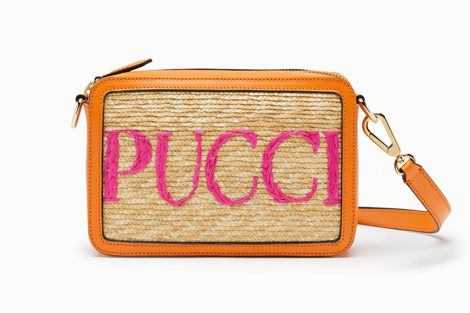 エミリオ・プッチ、“PUCCI”ロゴ刺繍入りショルダーかごバッグ