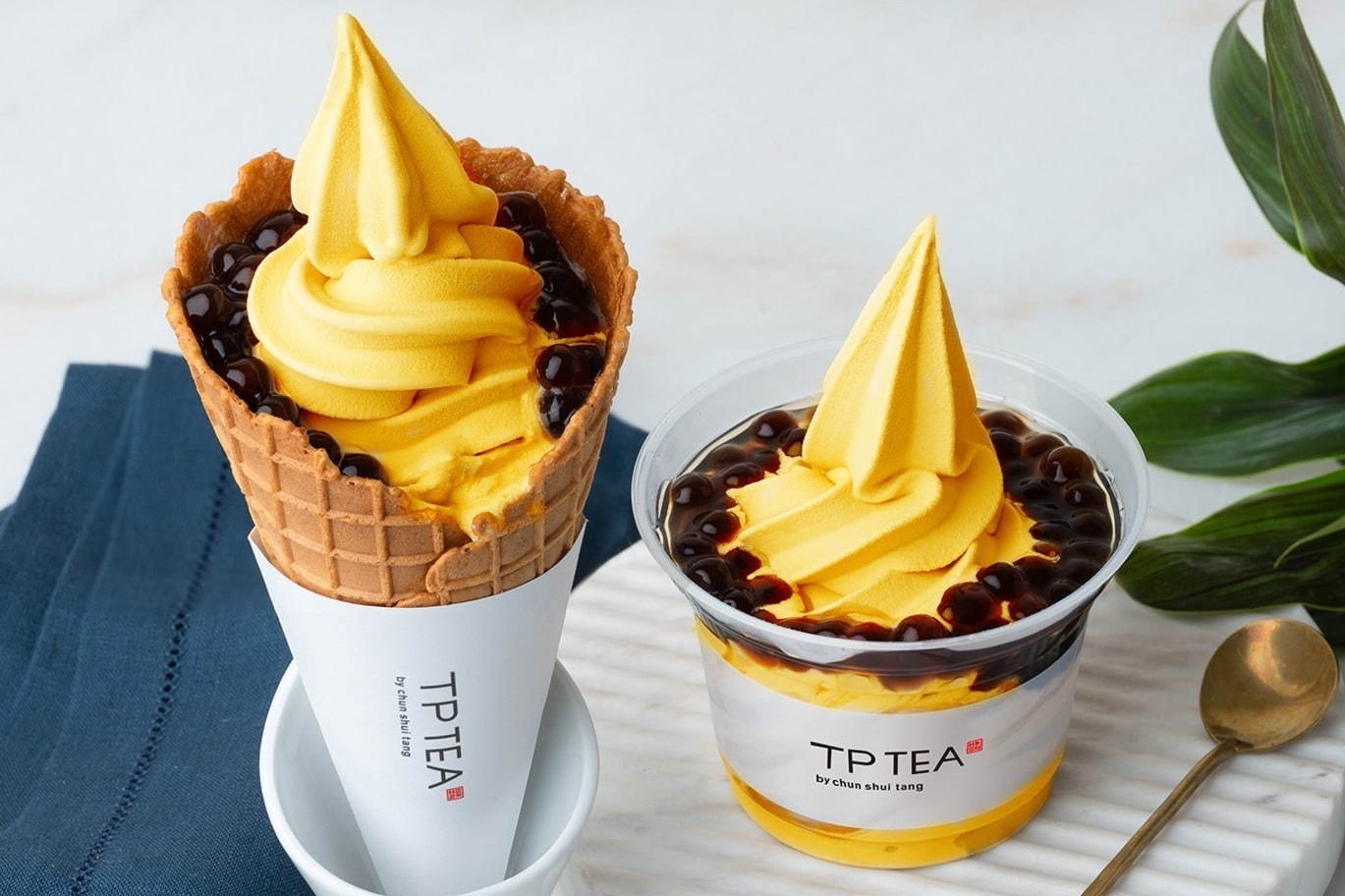 春水堂のティースタンド「ティーピーティー」タピオカ×ジャスミンティーの限定マンゴーソフトクリーム