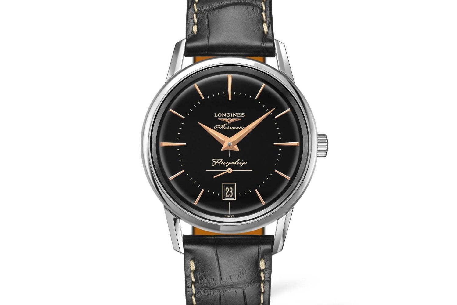 ロンジンの腕時計「フラグシップ ヘリテージ」ブラック文字盤の新色 