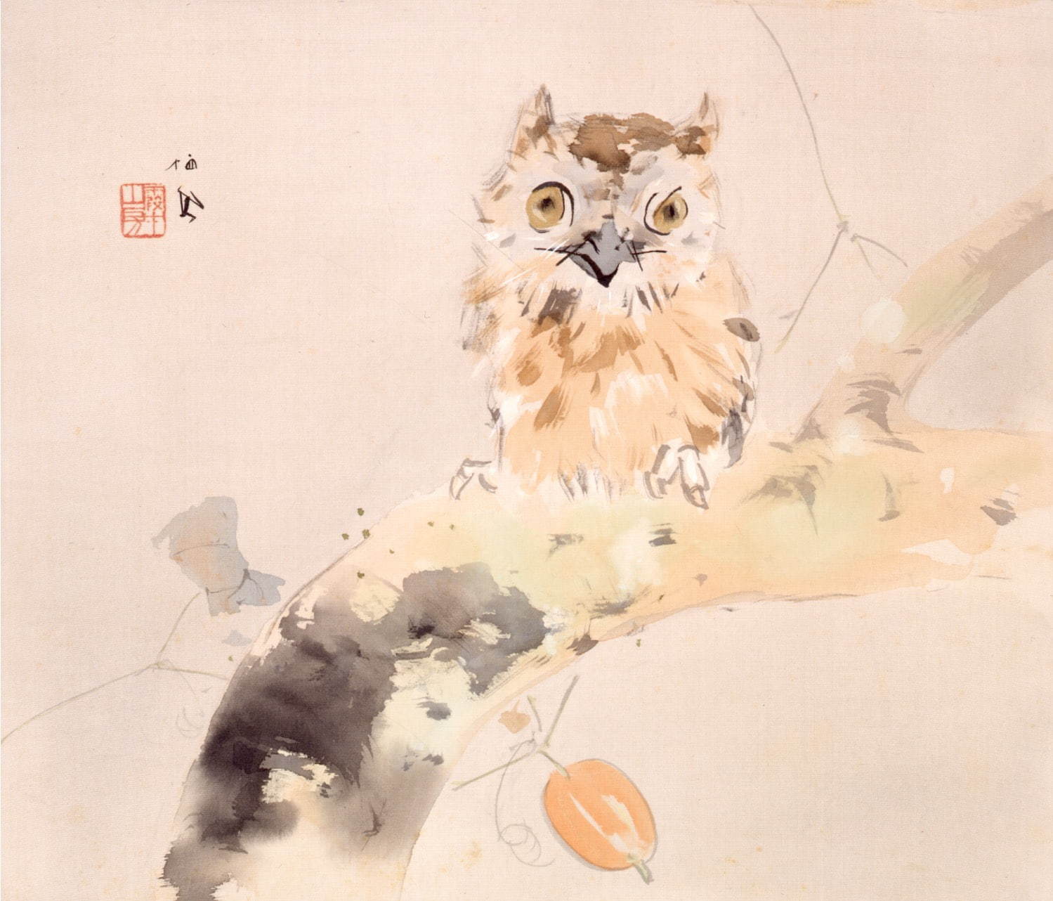 竹内栖鳳《みゝづく》1933(昭和8)年頃 絹本・彩色 山種美術館