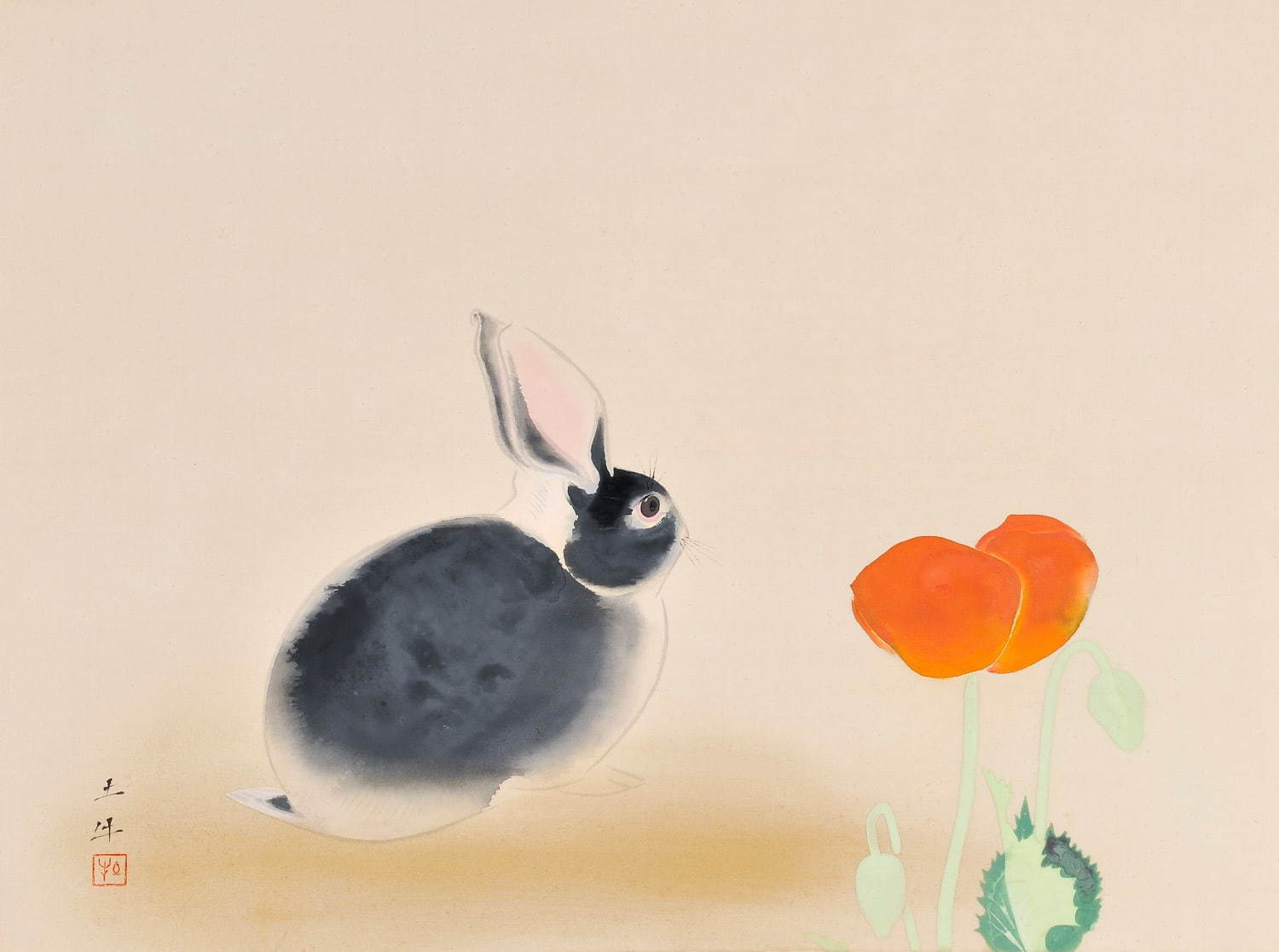 奥村土牛《兎》1947(昭和22)年頃 絹本・彩色 山種美術館