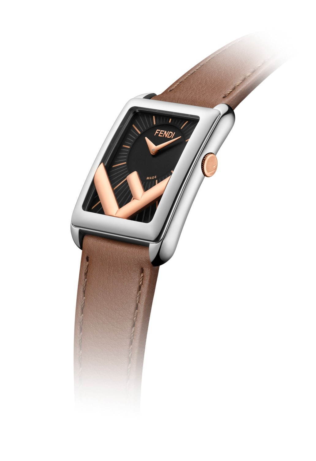 フェンディのウィメンズ腕時計「ラナウェイ レクタングル」逆さま”F”ロゴ×長方形ケースの新作 - ファッションプレス