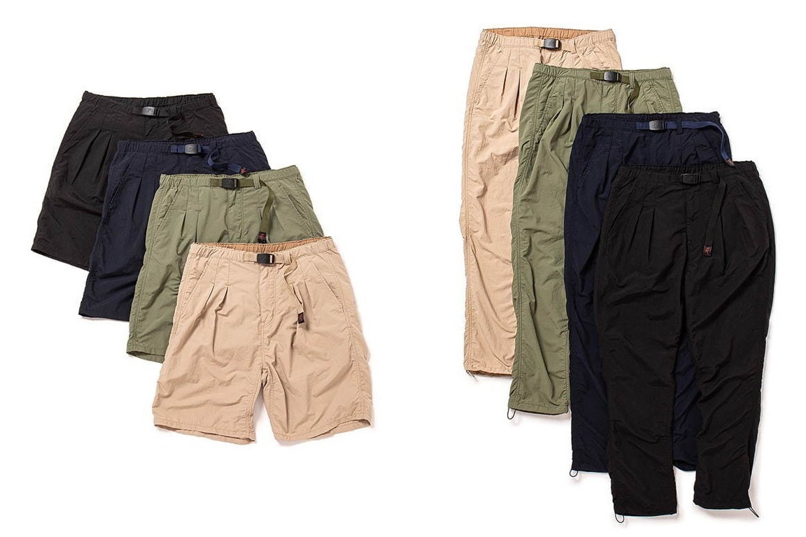 左から)WALKER EASY SHORTS NYLON RIPSTOP by GRAMICCI 各22,000円＋税
WALKER EASY PANTS NYLON RIPSTOP by GRAMICCI 各24,000円＋税