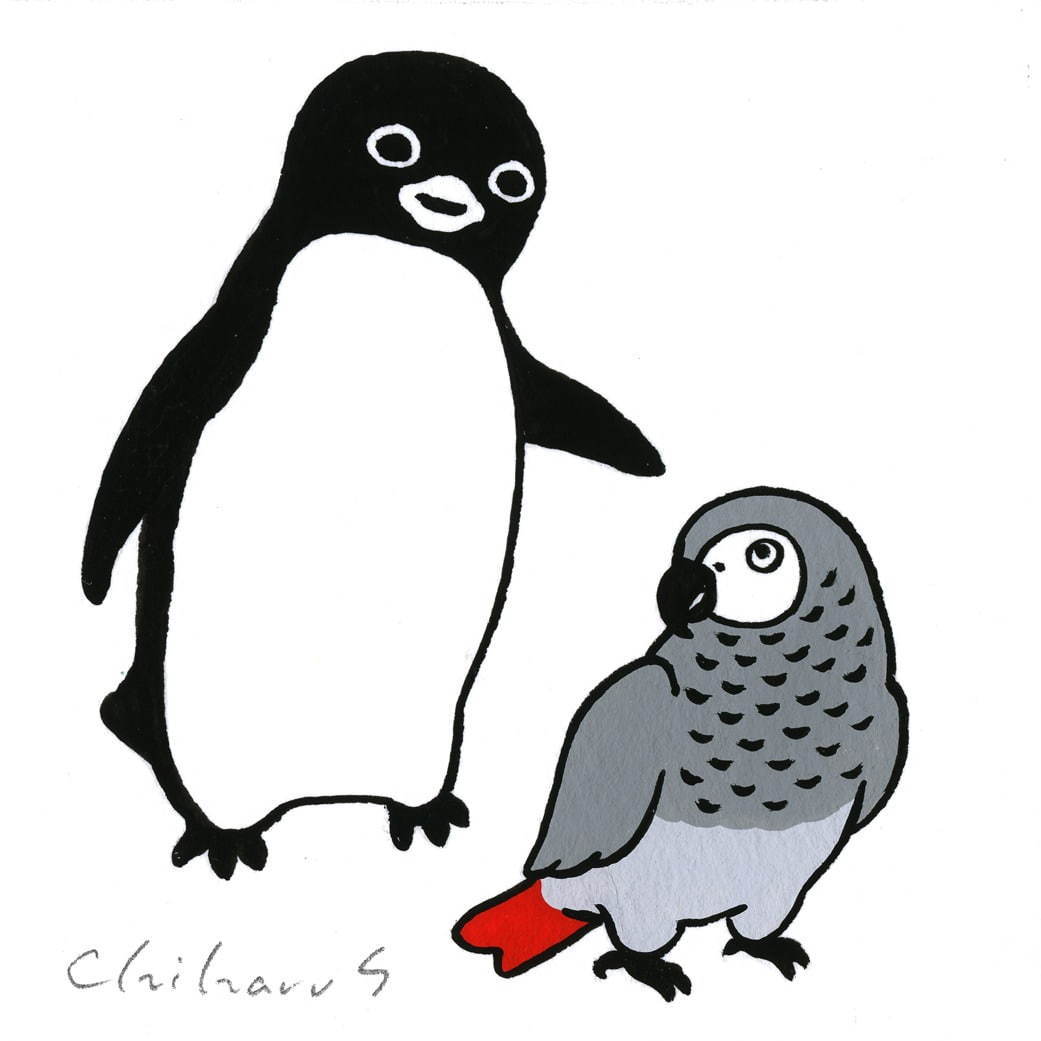 Suicaペンギンの坂崎千春による個展 ペンギン百態 伊勢丹新宿本店で イラスト 熊野化粧筆も ファッションプレス