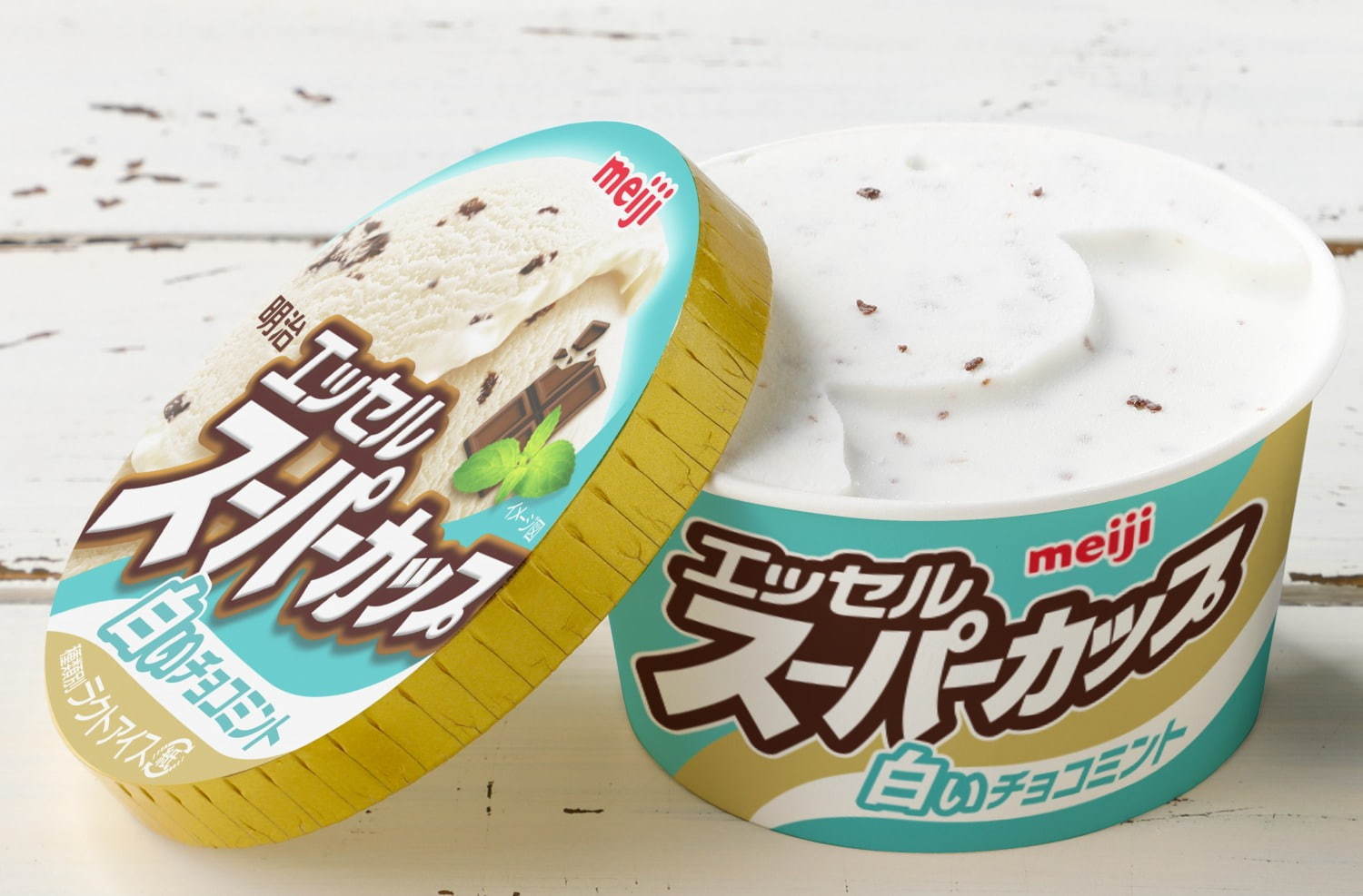 「明治 エッセル スーパーカップ 白いチョコミント」140円＋税