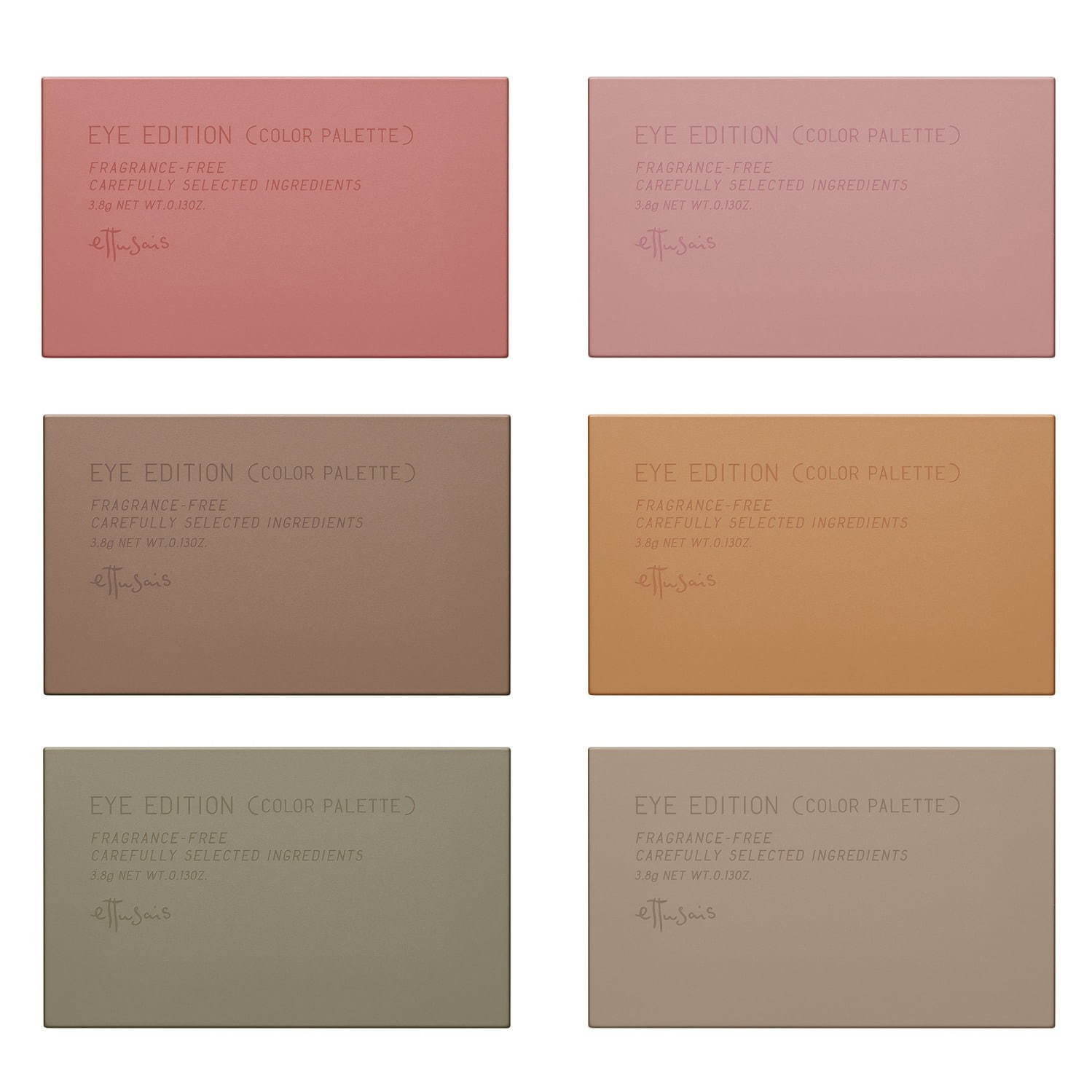 左上から) エテュセ アイエディション(カラーパレット)01、02、03、04、05、06 各1,400円＋税