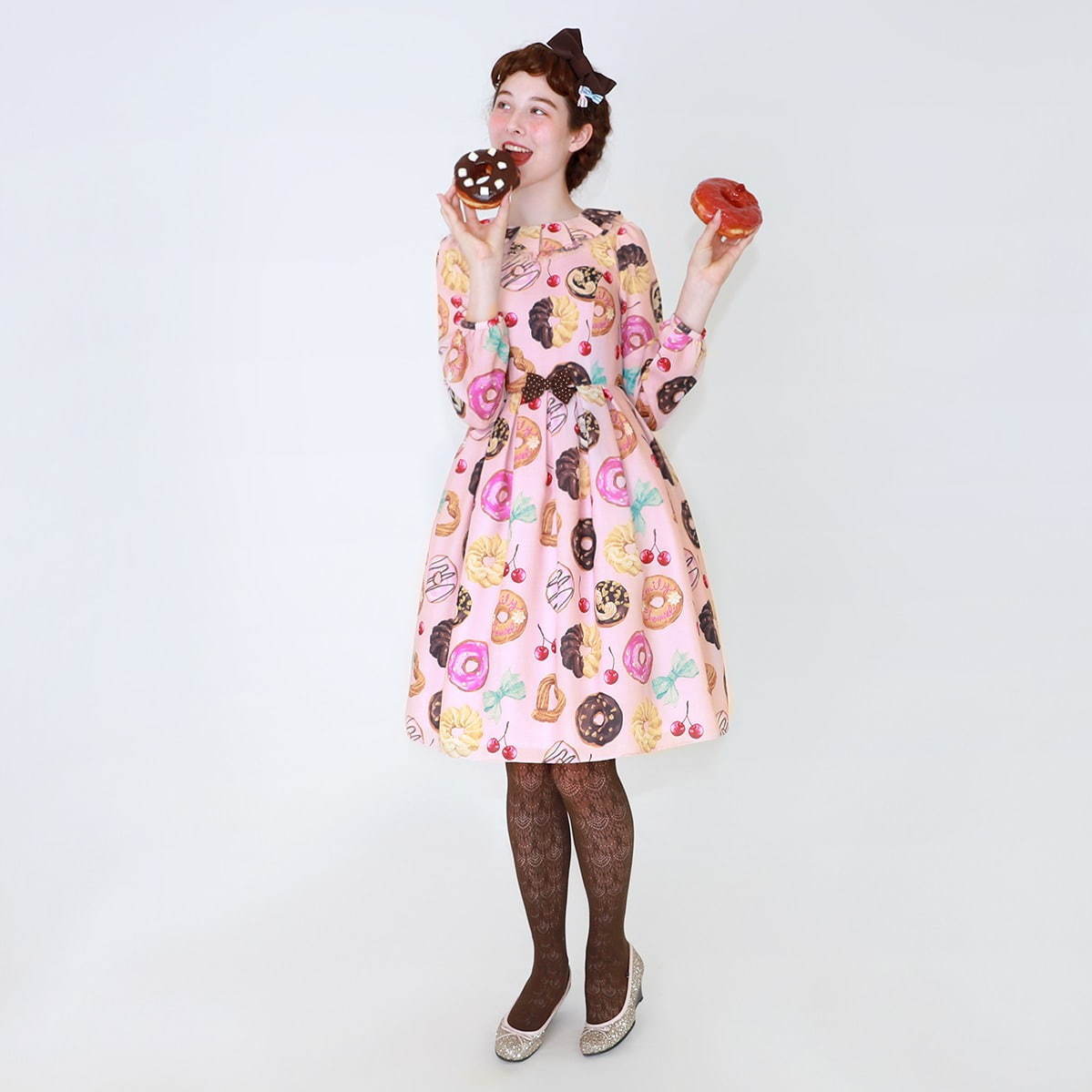 【新品未使用】Emily Temple cute  ドーナツ柄ワンピース ピンク