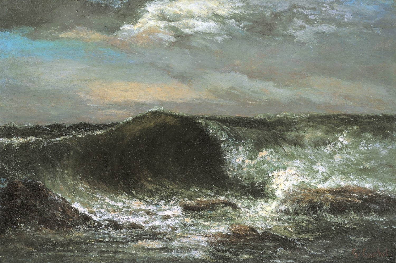ギュスターヴ・クールベ《波》1869年　油彩・カンヴァス　愛媛県美術館