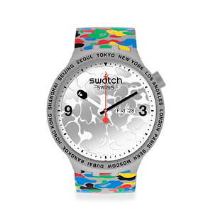 スウォッチ×ベイプのコラボ腕時計、金・銀・銅の文字盤&カモ柄ベルト|写真5