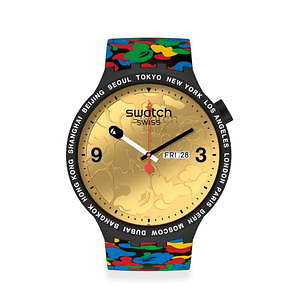 スウォッチ×ベイプのコラボ腕時計、金・銀・銅の文字盤&カモ柄ベルト|写真4