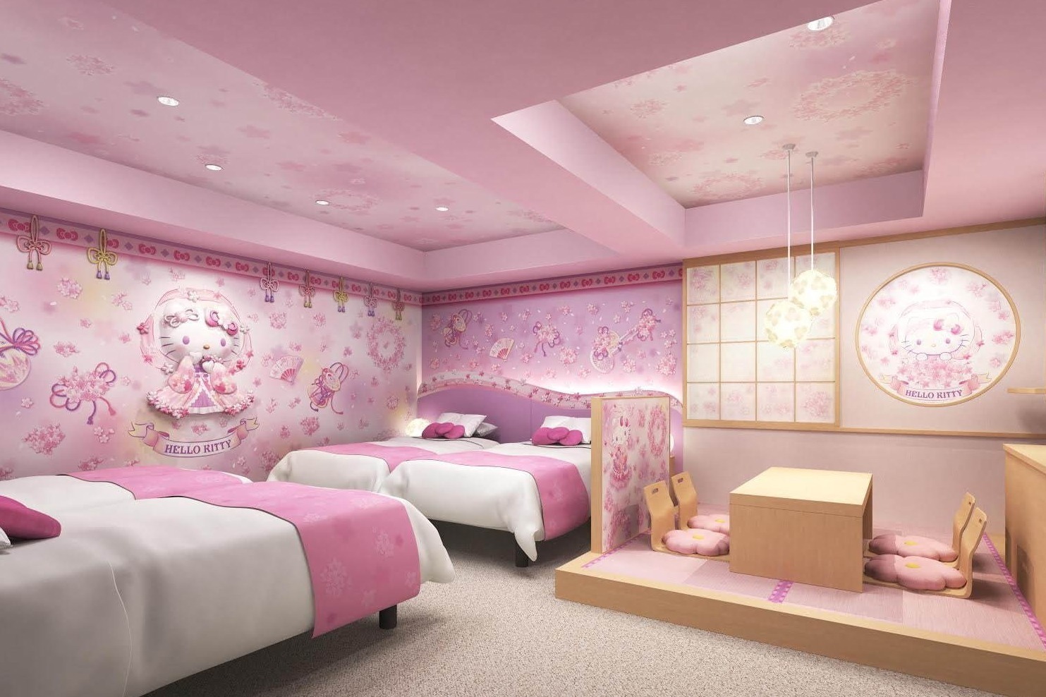 浅草東武ホテルに ハローキティルーム 誕生 桜天女と和モダン 異なる2タイプの客室 ファッションプレス