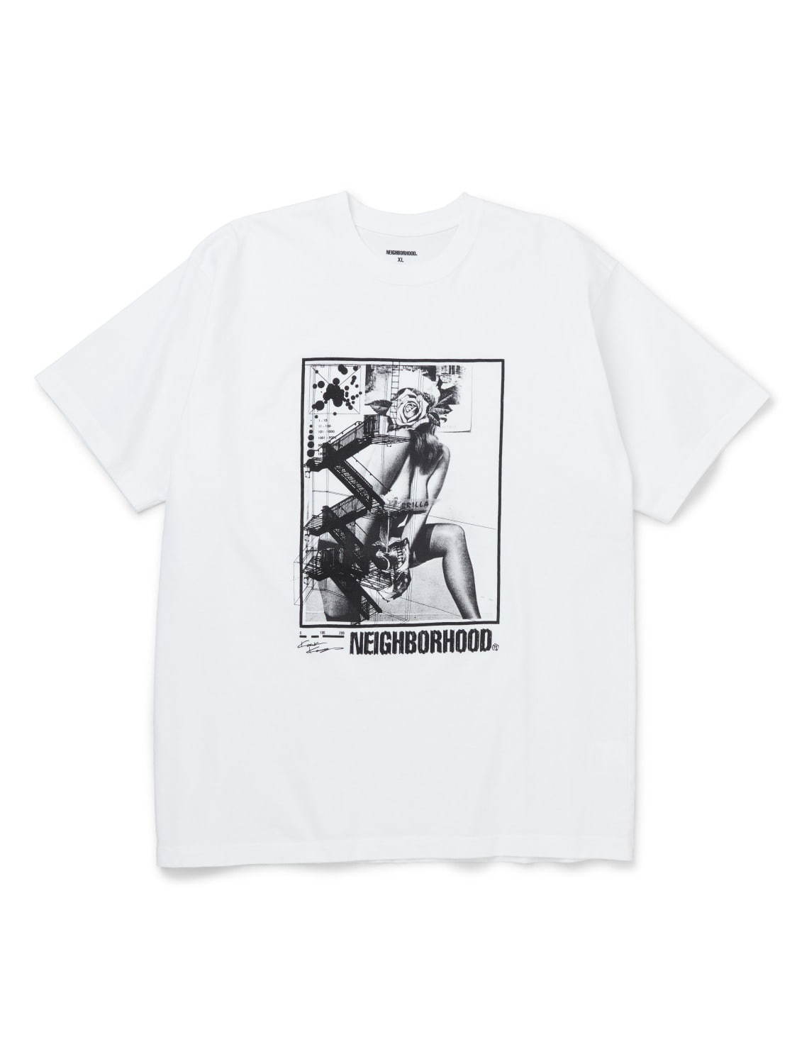 ネイバーフッド×河村康輔のグラフィックTシャツ、コラージュアートを立体的にモノクロプリント｜写真10
