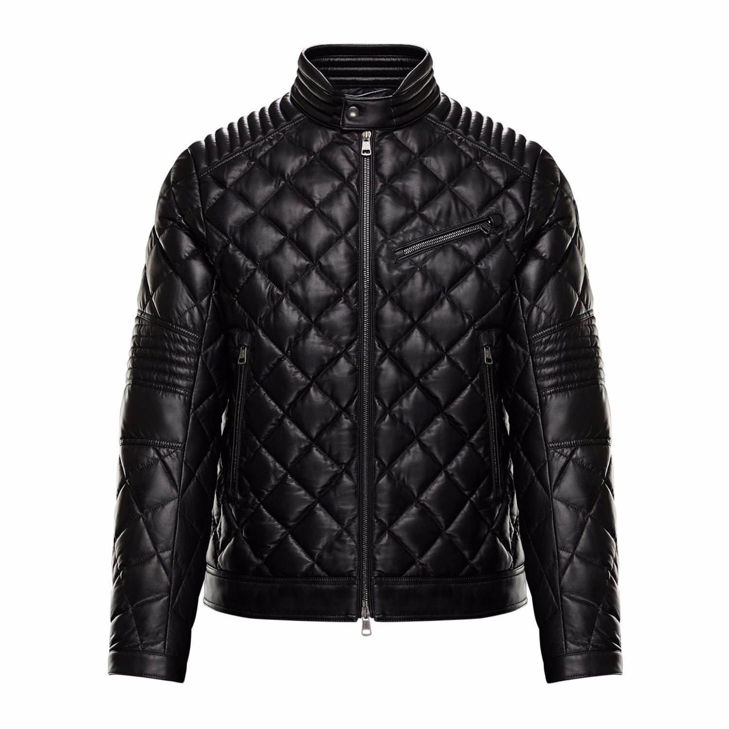 モンクレール　MONCLER レザーライダースジャケット　ダウン