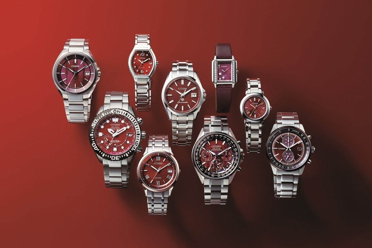 シチズン「情熱の赤」テーマの新作腕時計9型、赤い文字板に“星”や高層 