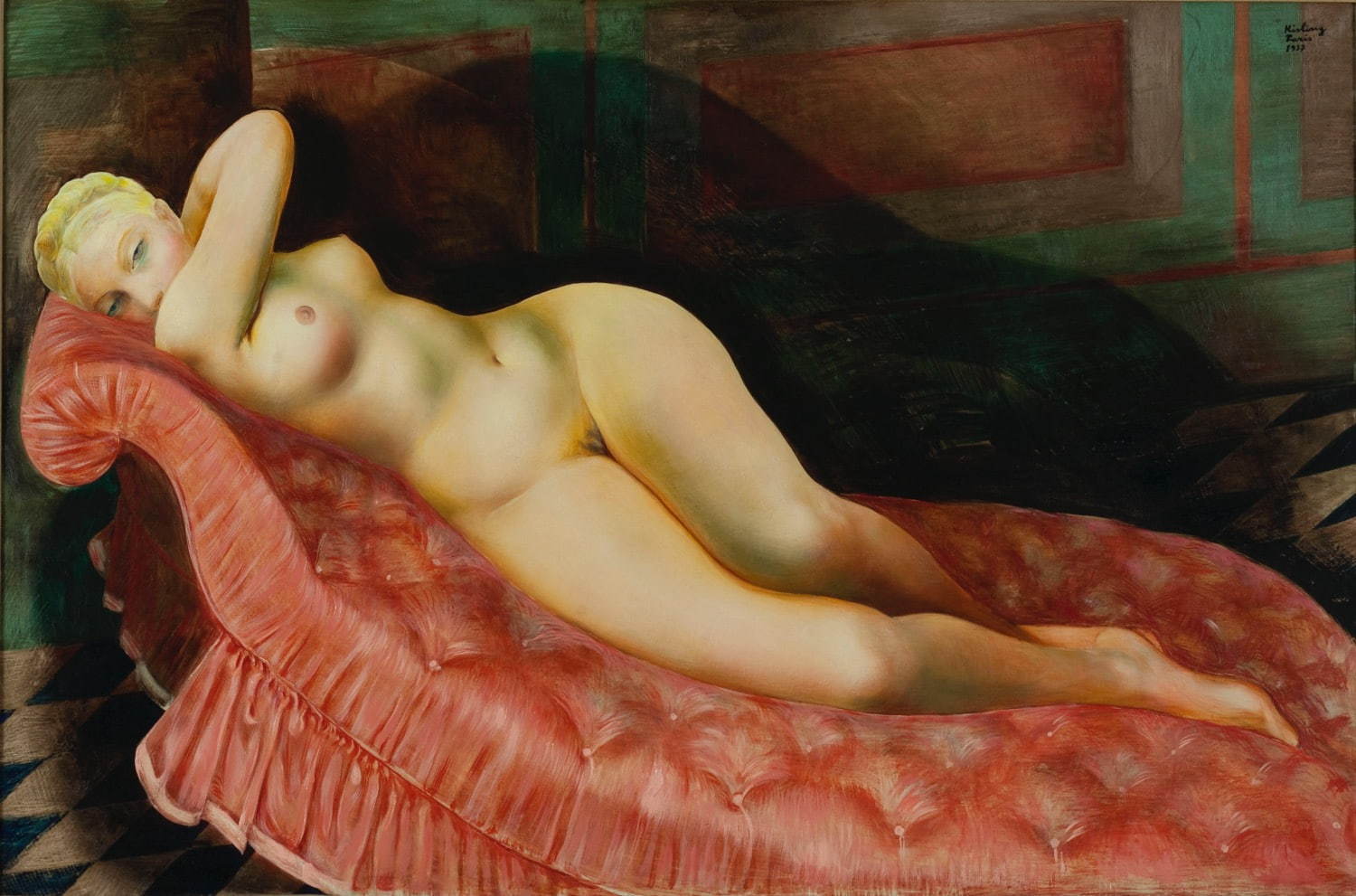 キスリング《赤い長椅子の裸婦》1937年 パリ市立近代美術館 
Photographie © Musée d’Art Moderne / Roger Viollet