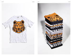 ケンゾー“タイガー”の立体刺繍入りフーディやTシャツ、オーガニック 