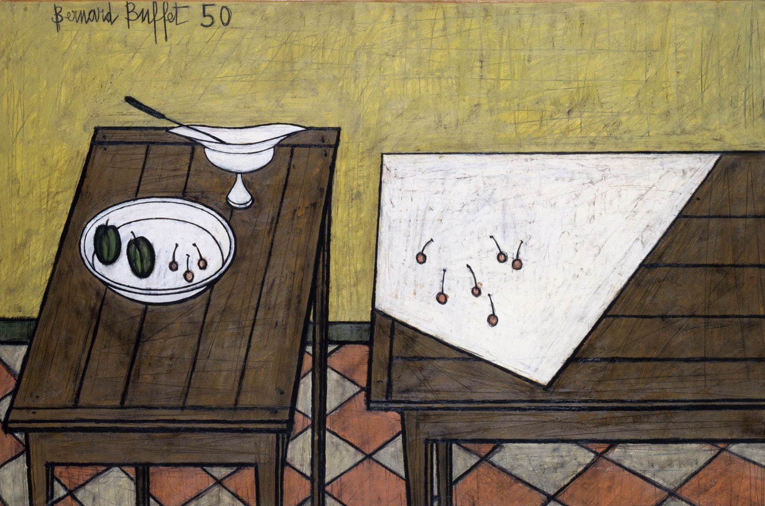 ベルナール・ビュフェ《二つのテーブル》1950年 油彩