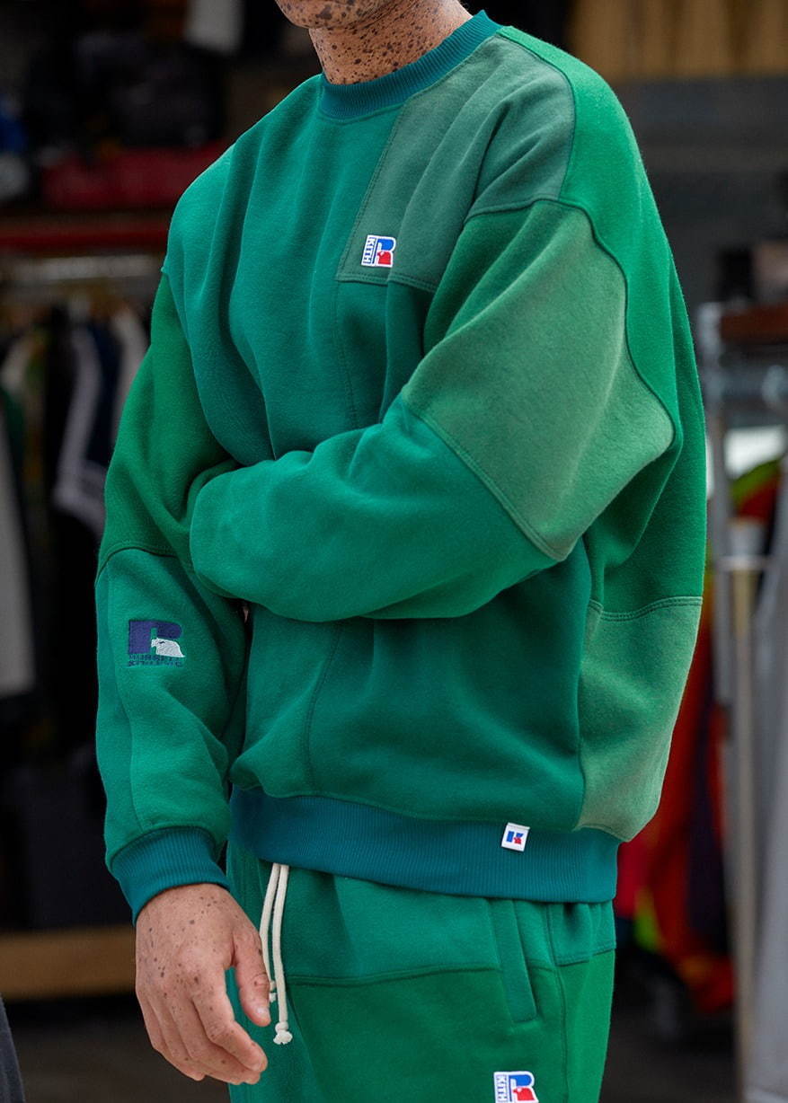 KITH×ラッセルアスレティックのコラボパーカー&ショーツ、ヴィンテージ生地をパッチワークした1点物 - ファッションプレス KITH×ラッセルアスレティックのコラボパーカー&ショーツ、ヴィンテージ生地をパッチワークした1点物 - ファッションプレス