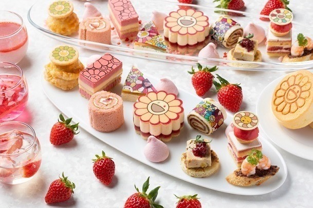 村上隆“お花”ストロベリーアフタヌーンティーがグランド ハイアット 東京で、苺ティラミス＆プリン
