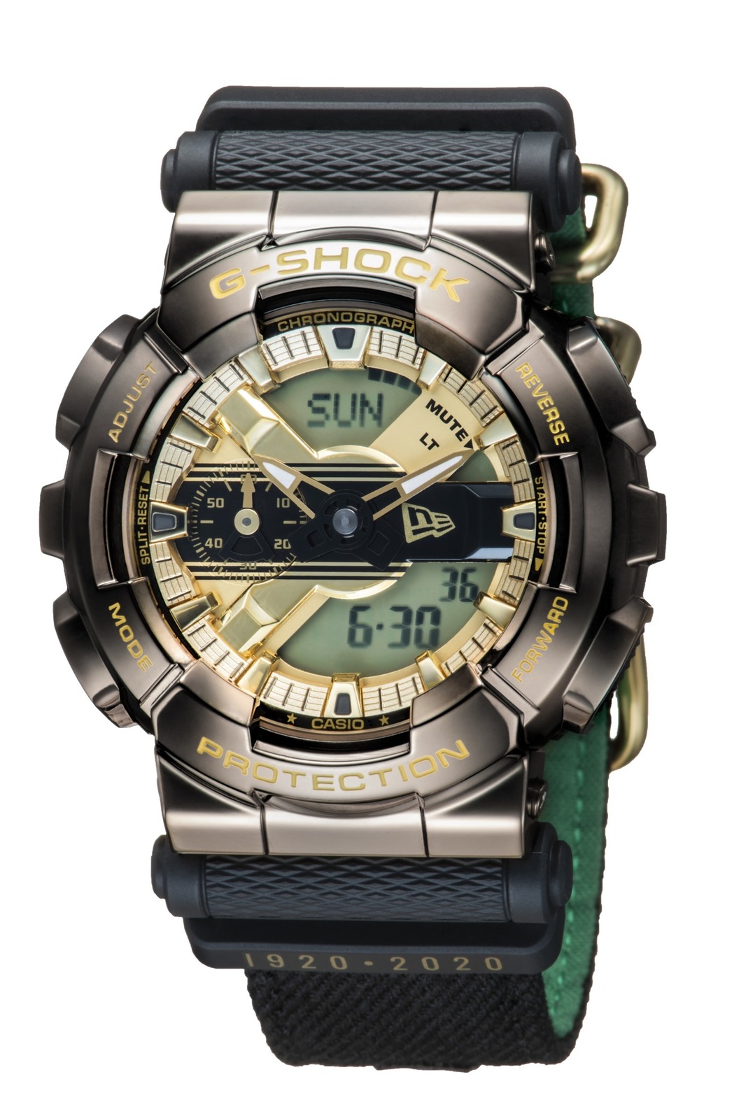 ニューエラ×G-SHOCK“バイザーステッカー”モチーフの腕時計、キャップ生地使用のストラップ付属｜写真1