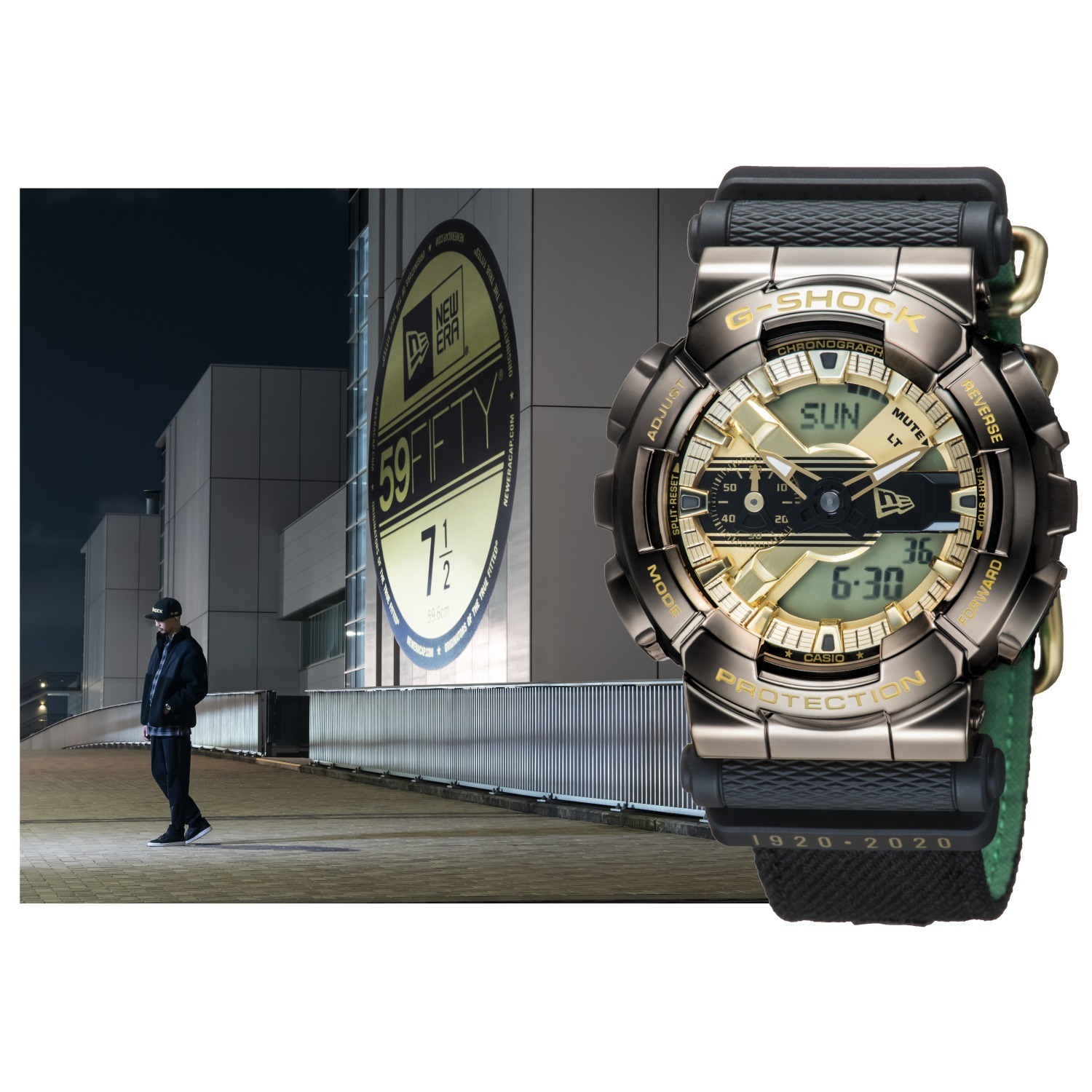 ニューエラ×G-SHOCK“バイザーステッカー”モチーフの腕時計、キャップ生地使用のストラップ付属｜写真15