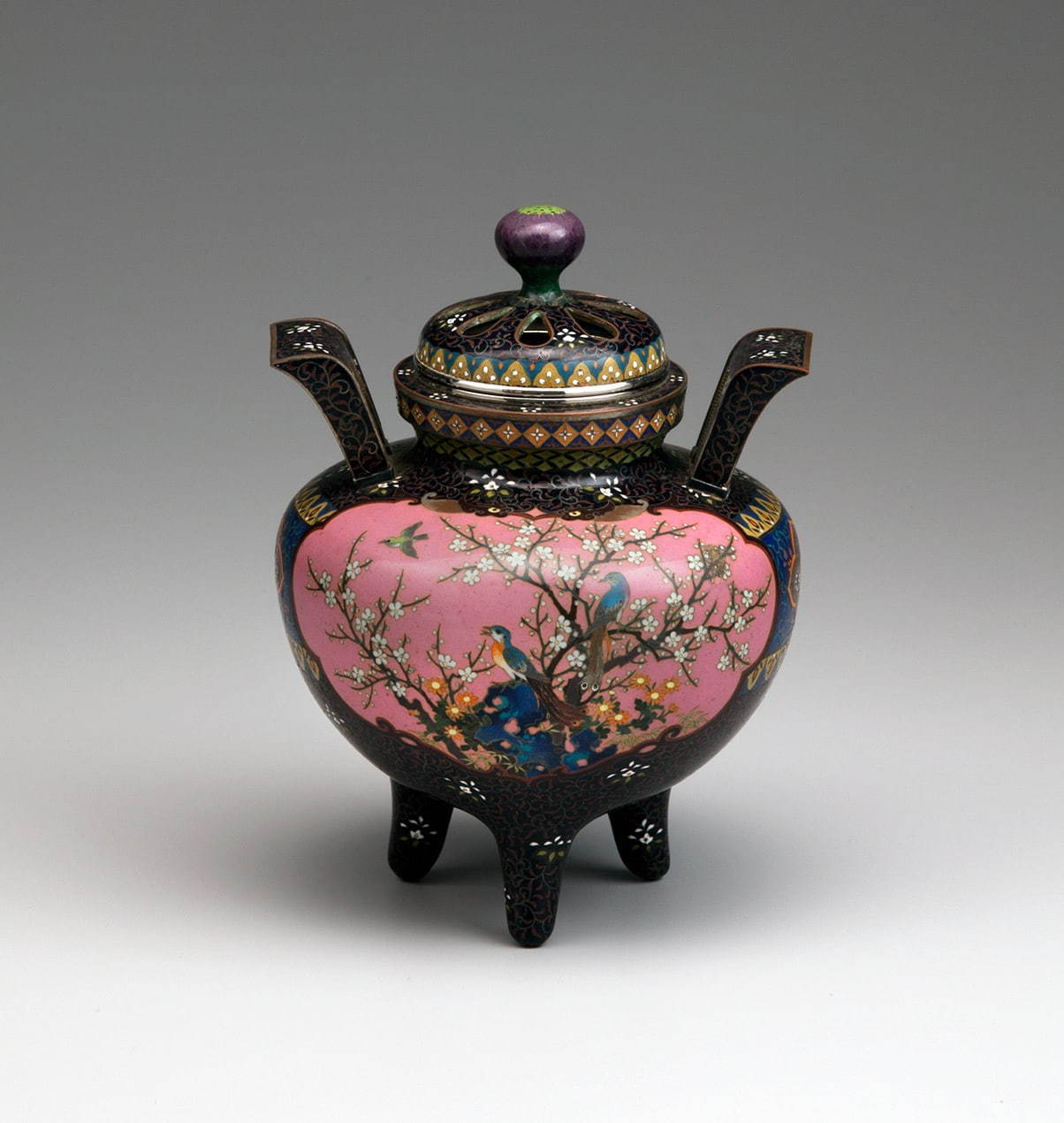 《七宝花鳥文香炉》 明治時代 高砂コレクション