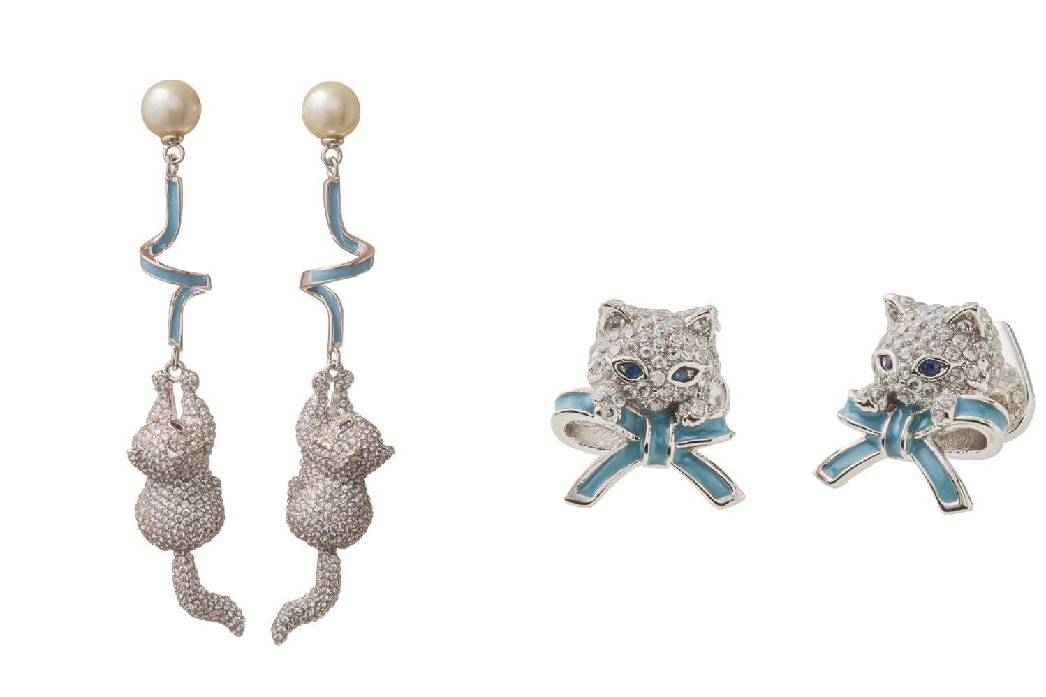 左から)PRETTY KITTY PAVE LINEAR EARRINGS 19,000円、PRETTY KITTY PAVE STUDS 10,000円