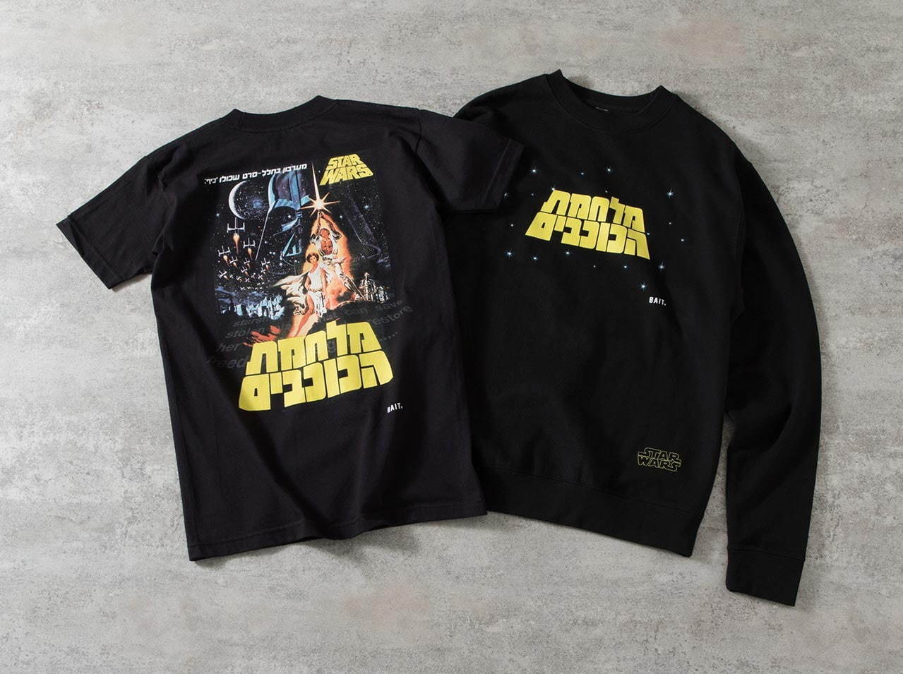 <Star Wars A New Hope width="1279" height="955">BAIT Men Hebrew Tee
5,800円＋税
<Star Wars A New Hope>BAIT Men Hebrew Crewneck Sweater 13,000円＋税