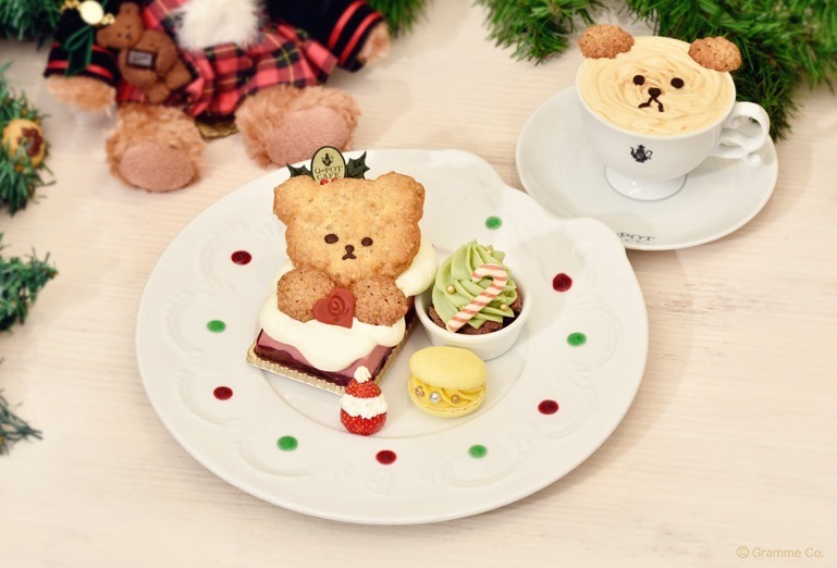 Q pot CAFE.のクリスマス、“クマ”のクッキーを飾ったアフタヌーン
