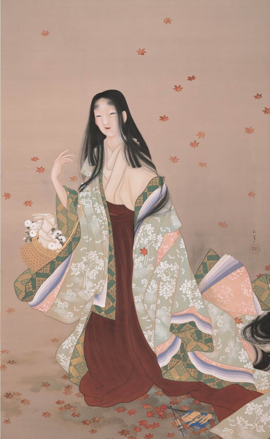 上村松園《花がたみ》大正4年(1915年) 松伯美術館［前期展示(7月3日〜7月26日)］